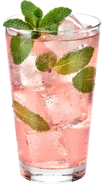 Refreshing Pink Drink with Ice and Mint