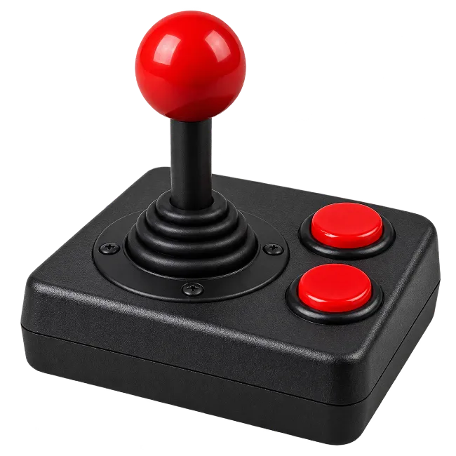 Retro arcade joystick controller with red buttons