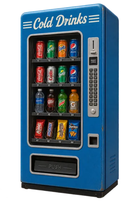 Retro blue cold drinks vending machine