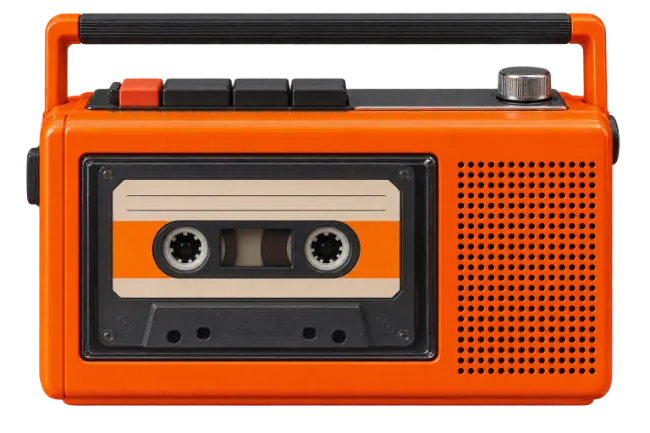 Retro Orange Cassette Player and Radio