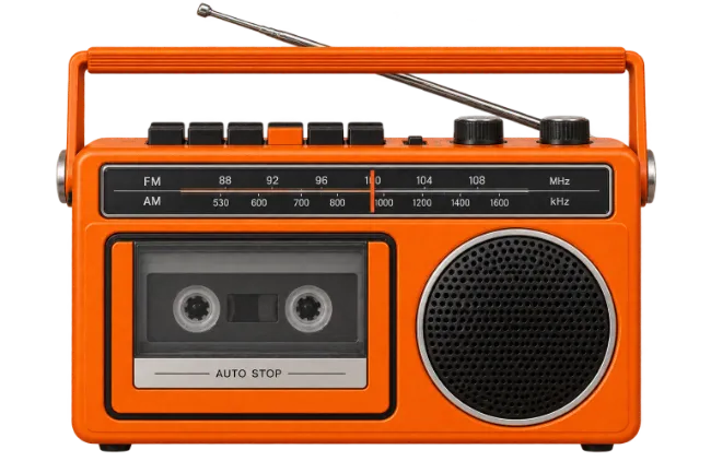 Retro Orange Portable Cassette Player and Radio