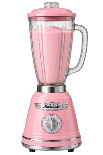 Retro Pink Blender with Strawberry Smoothie