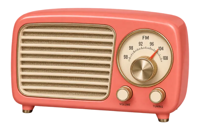 Retro pink radio with vintage design