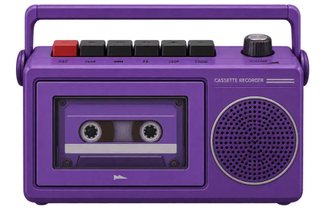 Retro Purple Cassette Recorder and Player