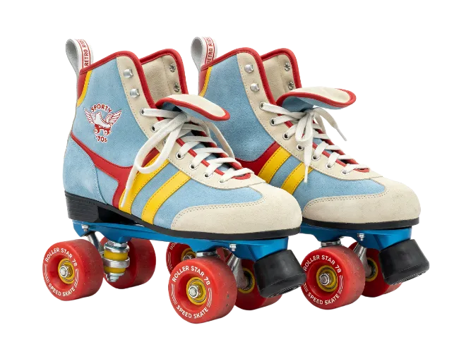 Retro Quad Roller Skates with Colorful Design
