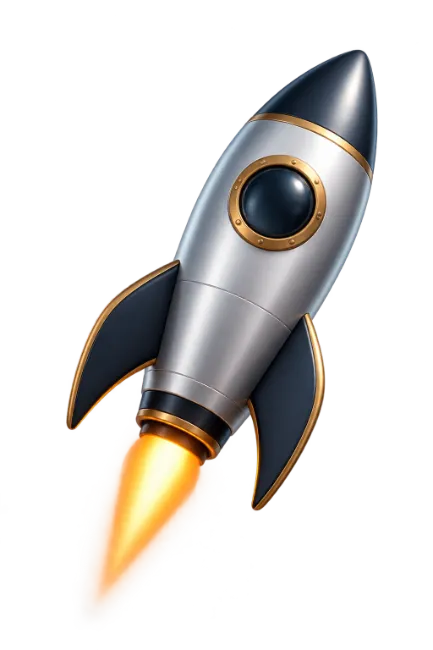 Retro Space Rocket Ship Launching with Fire