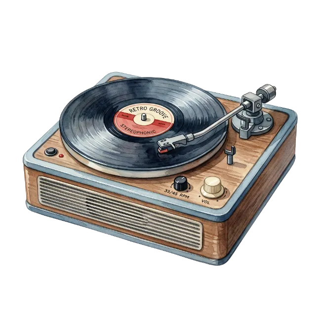 Retro Wooden Vinyl Record Player