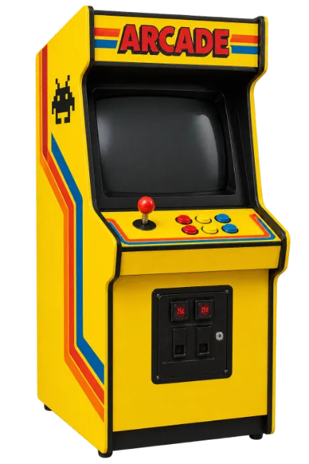 Retro Yellow Arcade Game Machine