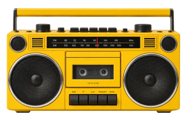 Retro Yellow Boombox Radio and Cassette Player