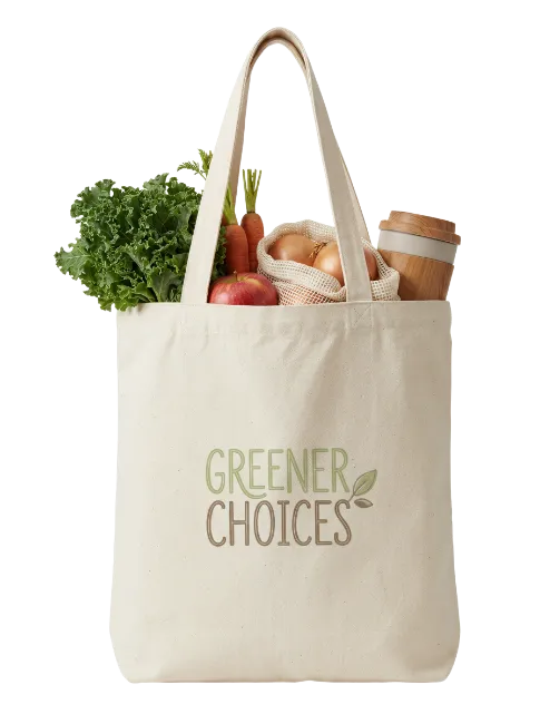 Reusable Cotton Tote Bag with Groceries