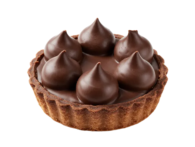 Rich chocolate tart with ganache drops