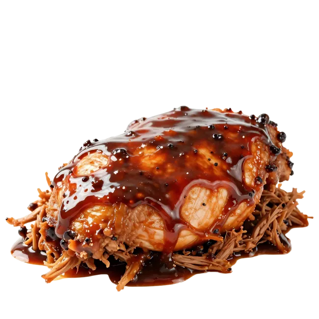 Roasted chicken breast with savory pepper sauce