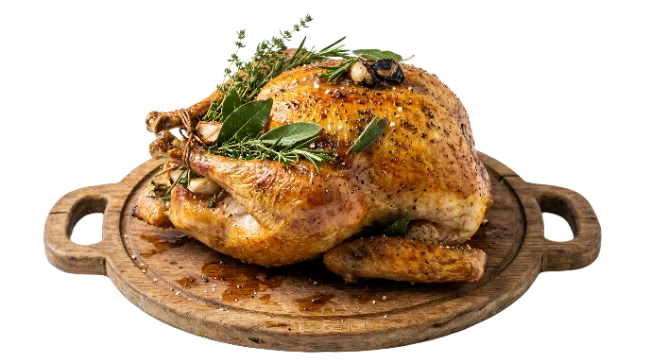 Roasted Turkey on Wooden Board