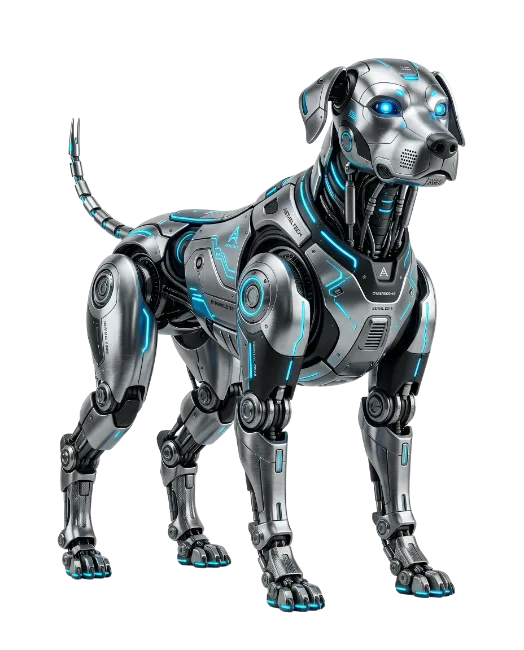 Robotic Dog with Glowing Blue Lights