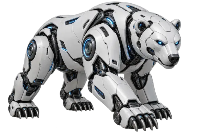 Robotic White Polar Bear Figure