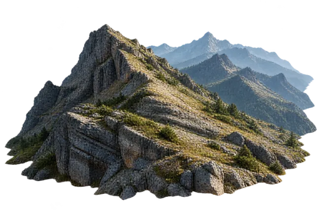 Rocky Mountain Ridge with Distant Alpine Peaks