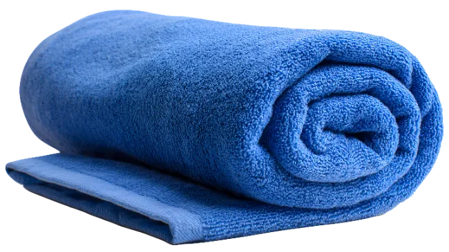Rolled Blue Cotton Bath Towel