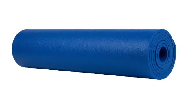 Rolled blue yoga mat