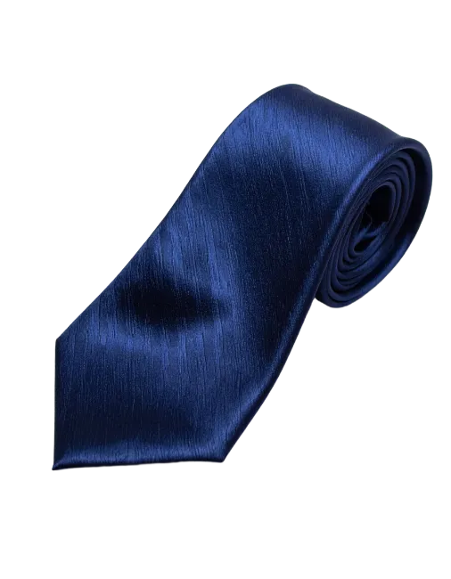 Rolled dark blue silk necktie