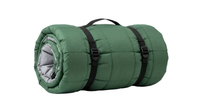 Rolled Green Camping Sleeping Pad