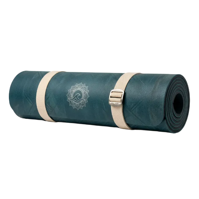 Rolled Green Yoga Mat with Carrying Strap
