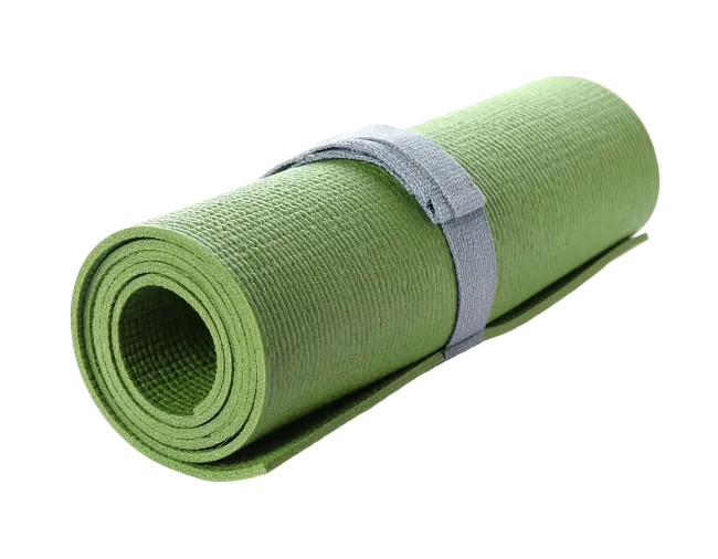 Rolled Green Yoga Mat with Strap