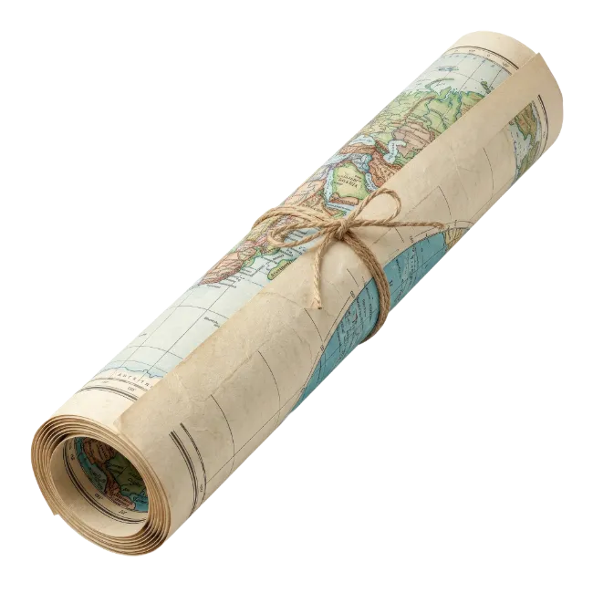 Rolled Old Map Tied with Twine