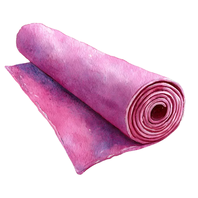Rolled Purple Yoga Mat Watercolor Illustration