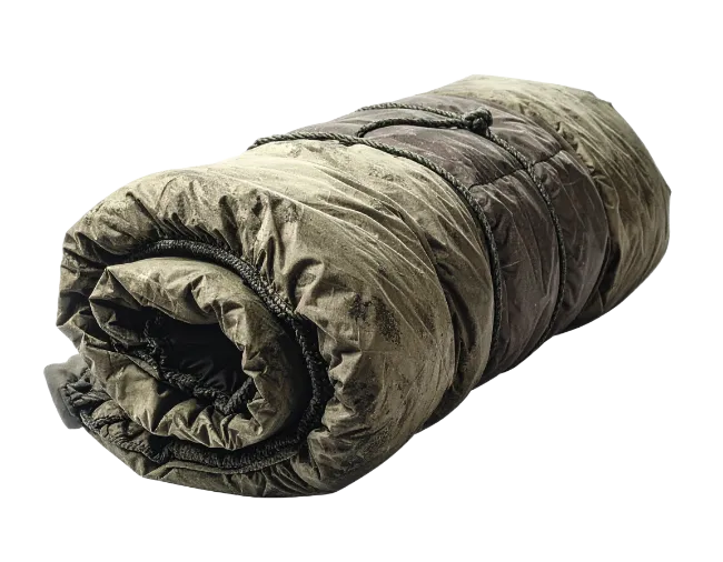 Rolled Sleeping Bag With Ties