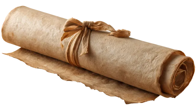 Rolled Vintage Paper Scroll Tied With Ribbon