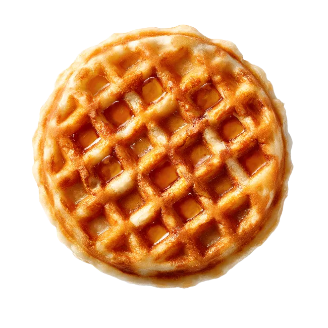Round Golden Waffle Drizzled With Syrup
