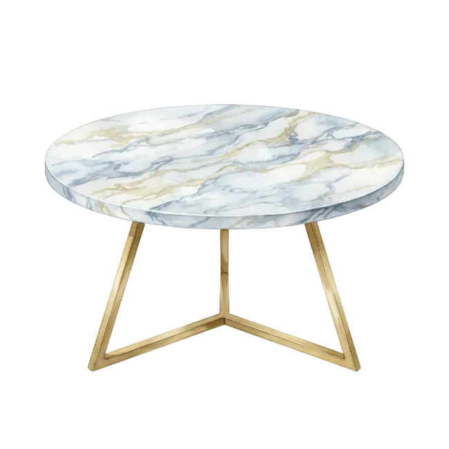 Round Marble Coffee Table with Gold Legs