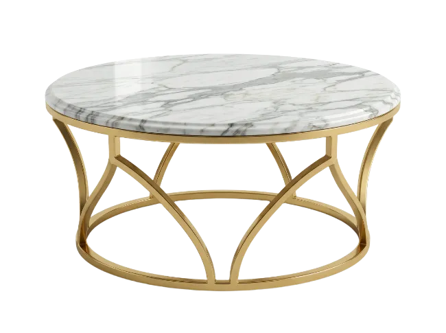 Round Marble Top Coffee Table With Gold Base