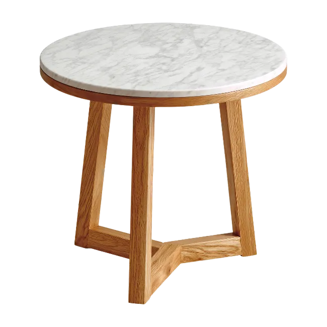Round Marble Top Wooden Coffee Table