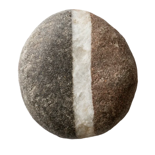 Round striped wishing stone pebble top view