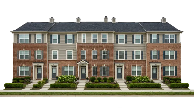 Row of modern brick townhouses