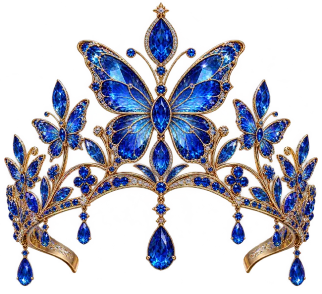 Royal Blue Butterfly Tiara with Gemstones