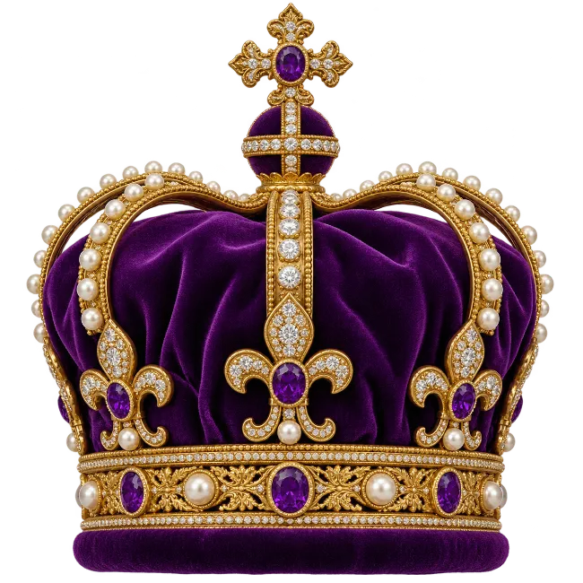 Royal Crown with Purple Velvet and Jewels