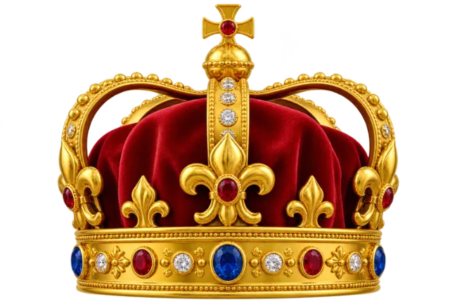 Royal Gold Crown with Red Velvet and Jewels