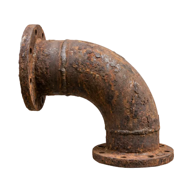 Rusted Metal Pipe Elbow with Flanges
