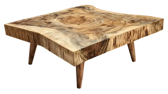 Rustic Live Edge Wooden Coffee Table