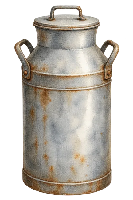 Rustic Metal Milk Can with Lid