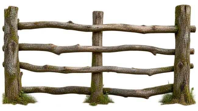Rustic Mossy Wooden Farm Fence