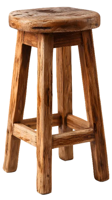 Rustic Wooden Bar Stool