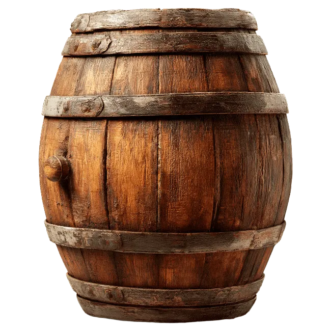 Rustic Wooden Barrel with Metal Bands