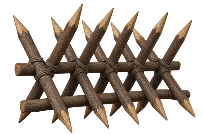 Rustic Wooden Barricade Barrier Made of Sharpened Sticks