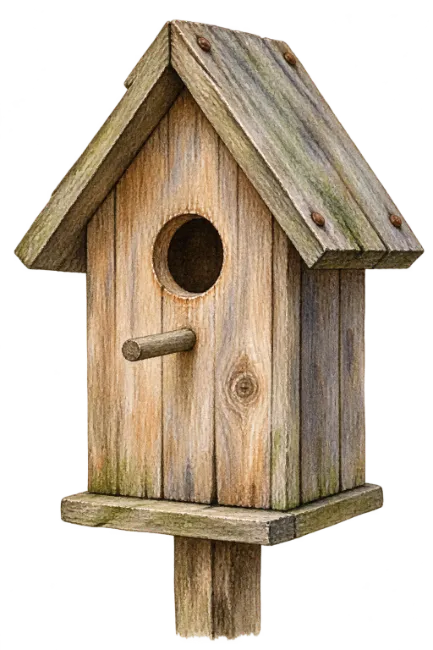 Rustic Wooden Birdhouse Illustration