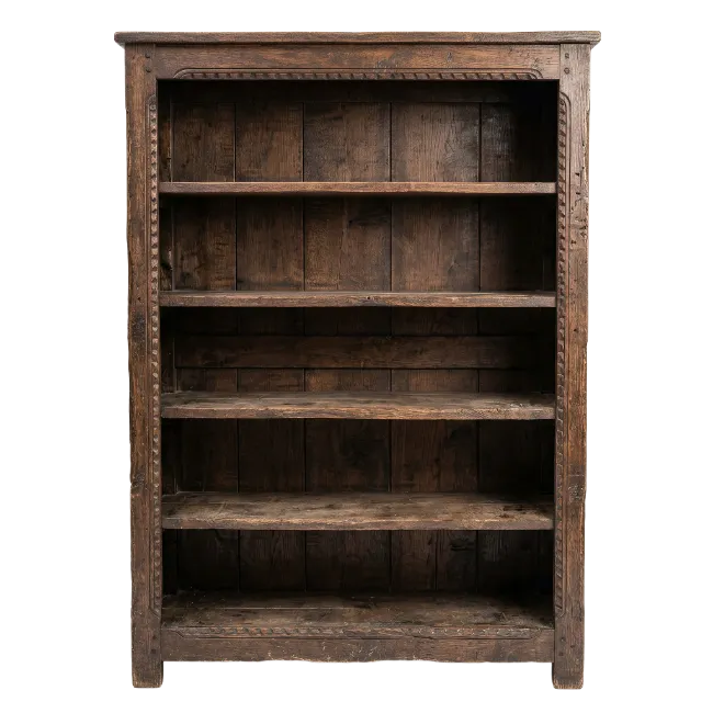 Rustic Wooden Bookshelf with Empty Shelves