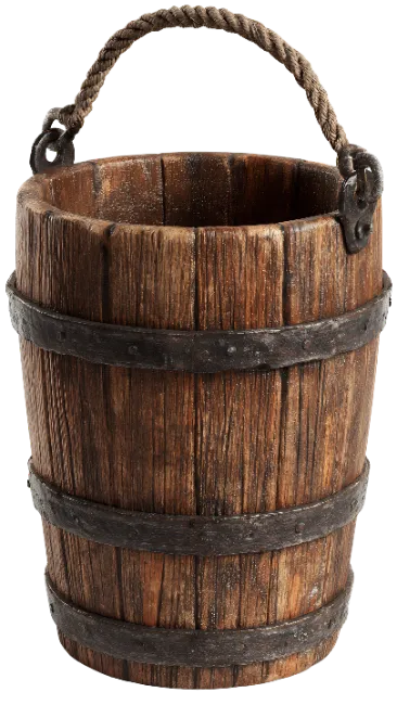 Rustic Wooden Bucket with Rope Handle