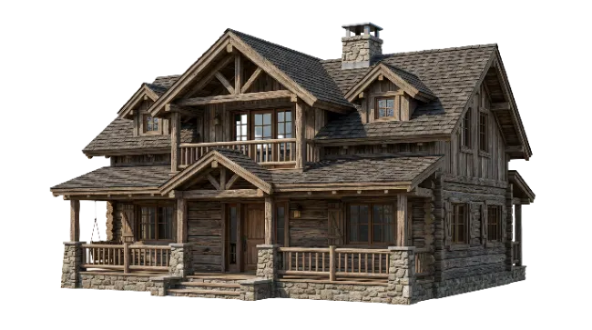 Rustic Wooden Cabin House